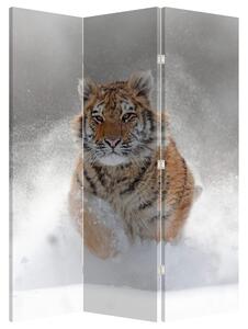 Parawan - Tygrys biegnący po śniegu (126x170 cm)