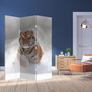 Parawan - Tygrys biegnący po śniegu (126x170 cm)