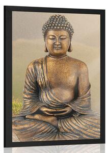 Plakat posąg Buddy w pozycji medytacyjnej