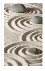 Plakat Kamienie Zen w piaszczystych kręgach