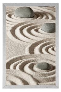 Plakat Kamienie Zen w piaszczystych kręgach