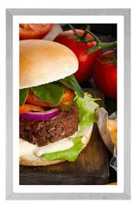 Plakat z passe-partout amerykański hamburger