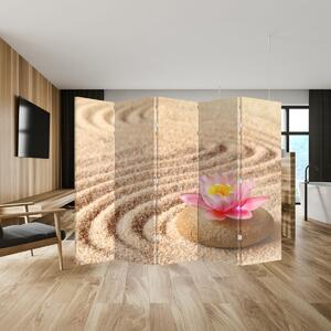 Parawan - Kamień z kwiatkiem na piasku (210x170 cm)