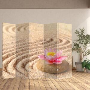 Parawan - Kamień z kwiatkiem na piasku (210x170 cm)
