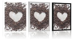 Plakat serce z ziaren kawy