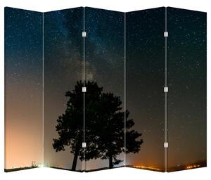 Parawan - Nocne niebo z drzewami (210x170 cm)