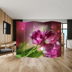 Parawan - Różowe tulipany (210x170 cm)