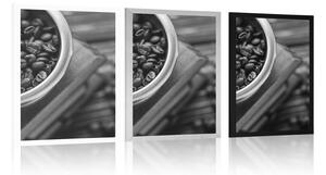 Plakat vintage młynek do kawy w czarno-białym wzornictwie