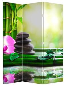 Parawan - Kamienie do masażu i storczyki na wodzie (126x170 cm)