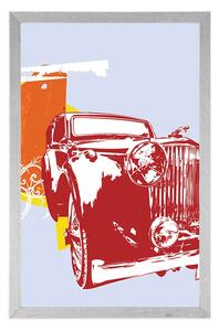 Plakat samochód retro z abstrakcją
