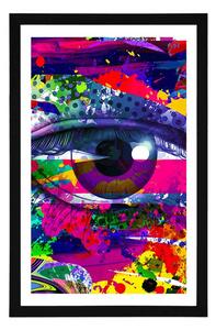 Plakat z passe-partout ludzkie oko w stylu pop art