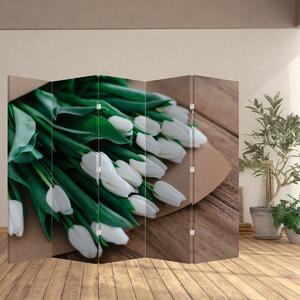 Parawan - Bukiet białych tulipanów (210x170 cm)
