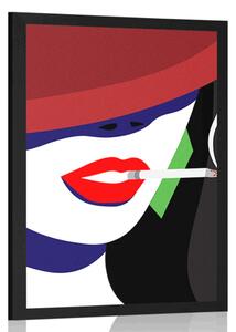 Plakat kobieta w kapeluszu w stylu pop-art