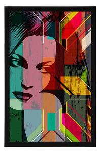 Plakat portret kobiety na kolorowym tle