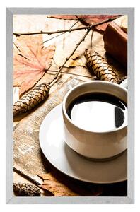 Plakat filiżanka kawy w jesiennym nastroju