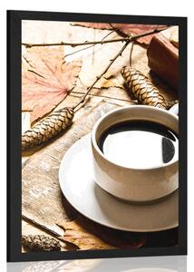 Plakat filiżanka kawy w jesiennym nastroju