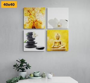 Zestaw obrazów Feng Shui w bieli i żółci