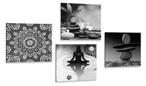 Zestaw obrazów harmonia Feng Shui w wersji czarno-białej
