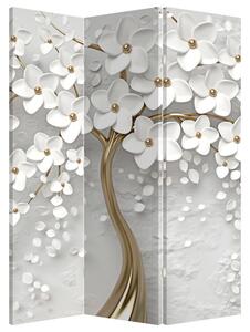 Parawan - Białe drzewo z kwiatami (126x170 cm)