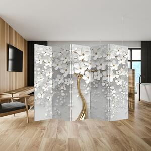 Parawan - Białe drzewo z kwiatami (210x170 cm)