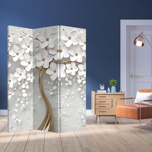 Parawan - Białe drzewo z kwiatami (126x170 cm)