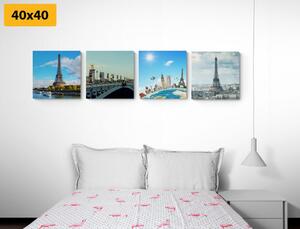 Zestaw obrazów widok na Wieżę Eiffla w Paryżu