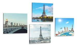 Zestaw obrazów widok na Wieżę Eiffla w Paryżu