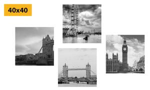 Zestaw obrazów tajemniczy Londyn w wersji czarno-białej