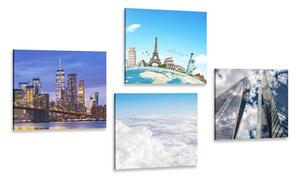 Zestaw obrazów widok na drapacze chmur w Nowym Jorku