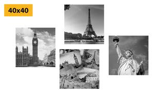 Zestaw obrazów miasta i historyczne pocztówki