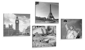 Zestaw obrazów miasta i historyczne pocztówki