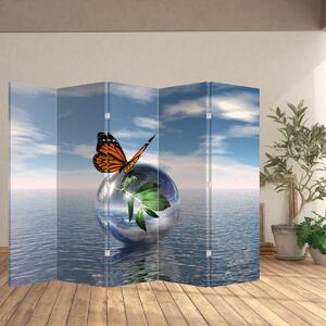 Parawan - Motyl na szklanej kuli (210x170 cm)
