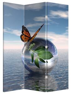 Parawan - Motyl na szklanej kuli (126x170 cm)