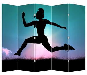 Parawan - Sylwetka skaczącej kobiety (210x170 cm)