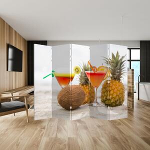 Parawan - Ananasy i szklanki na plaży (210x170 cm)