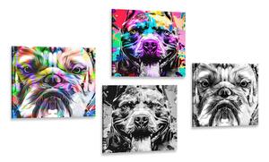 Zestaw obrazów psy w stylu pop art