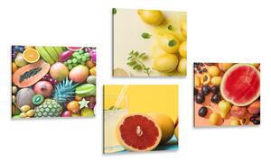 Zestaw obrazów kolorowe owoce