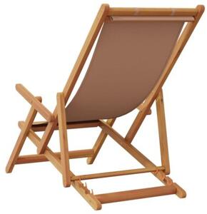 Składane krzesła plażowe, 2 szt., taupe, tkanina i lite drewno