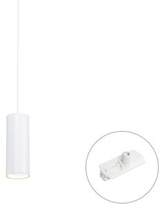 Designerska lampa wisząca biała z adapterem szynowym 1-fazowym - Iconic Tubo