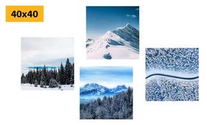 Zestaw obrazów piękno zaśnieżonej przyrody