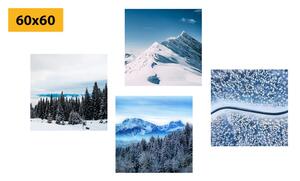 Zestaw obrazów piękno zaśnieżonej przyrody