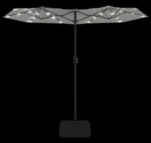 Podwójny parasol ogrodowy z LED, piaskowy, 316x145 cm