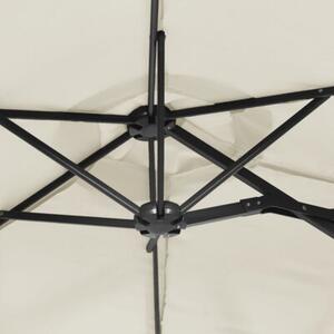 Podwójny parasol ogrodowy z LED, piaskowy, 316x145 cm