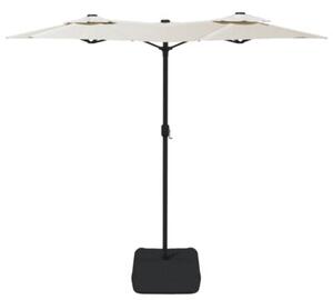 Podwójny parasol ogrodowy z LED, piaskowy, 316x145 cm