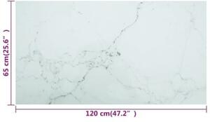 Blat stołu, biały, 120x65 cm, 8 mm, szkło z teksturą marmuru