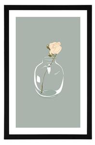 Plakat z passepartout kwiat w wazonie w prostym stylu