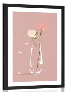 Plakat z passepartout minimalistyczny kwiat