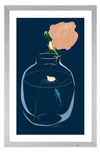 Plakat z passepartout romantyczny kwiat w wazonie