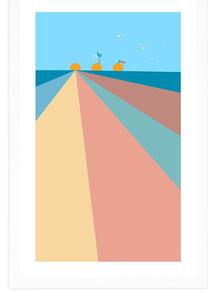 Plakat z passepartout wesoła kolorowa plaża