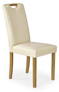 Drewniane krzesło tapicerowane Eco skóra Kremowe VENAFRO